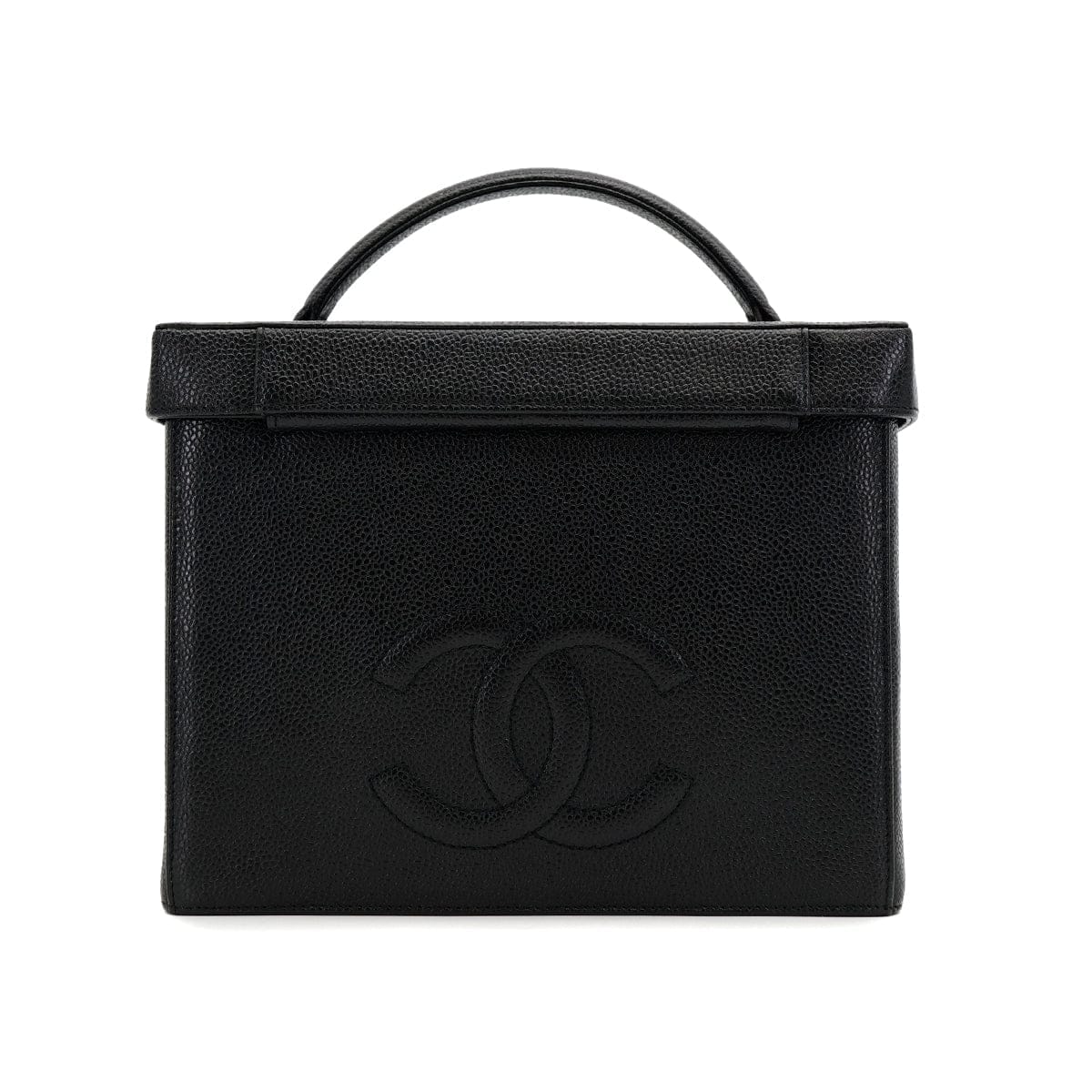CHANEL VINTAGE VANITY COCOMARK HAND SHOULDER BAG BLACK CAVIAR SKIN 90308353