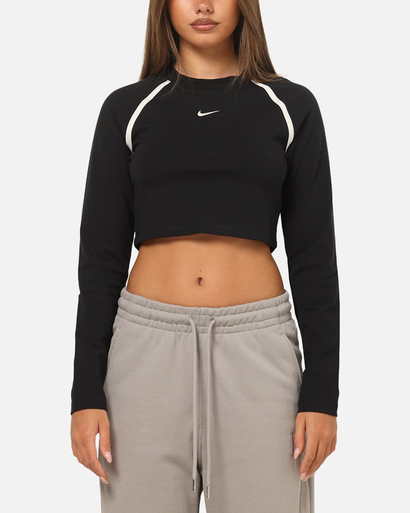 Nike Women's Sportswear Tight Long - Sleeve Cropped Top Black/Black