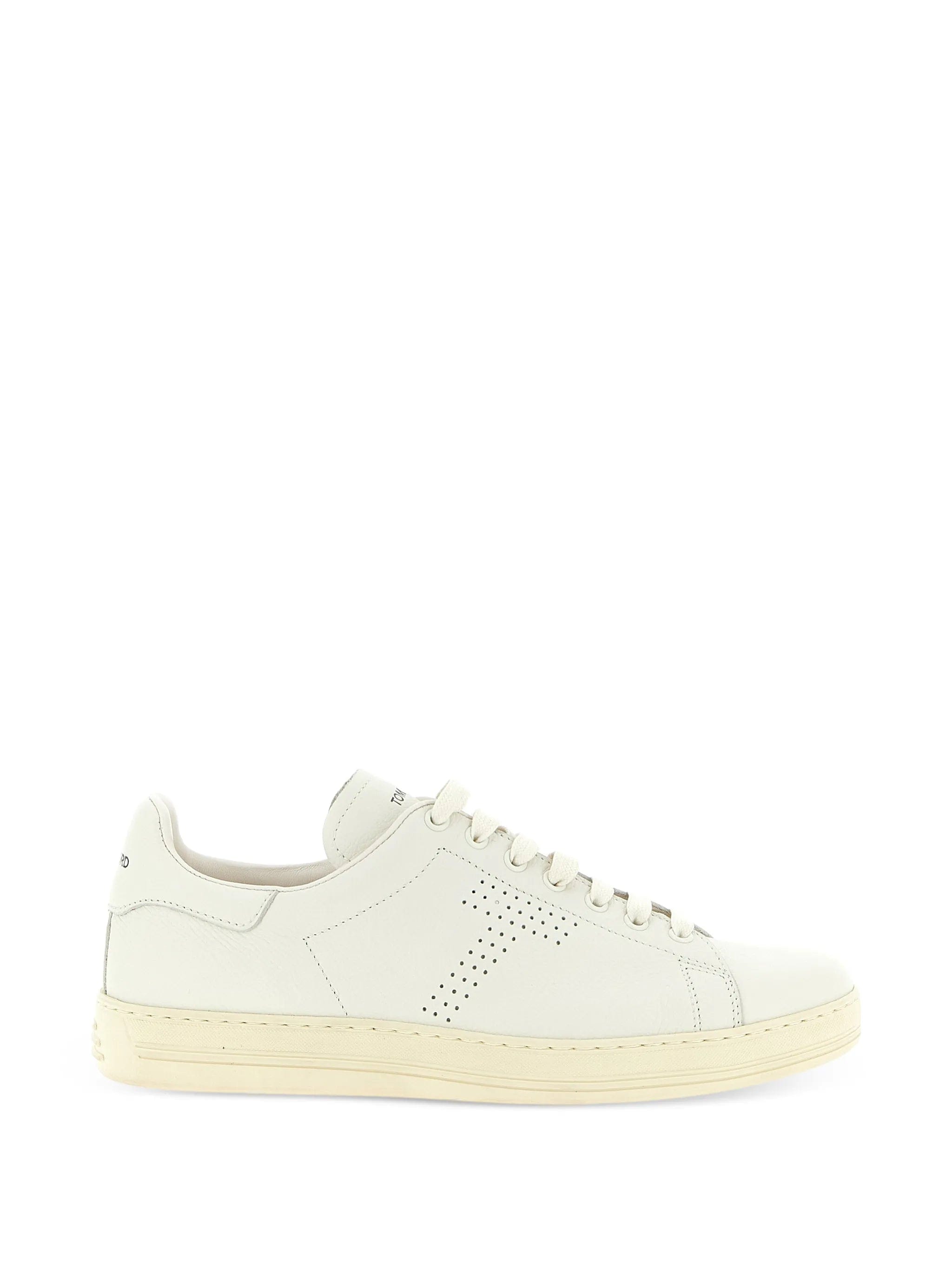 TOM FORD perforated - logo leather sneakers