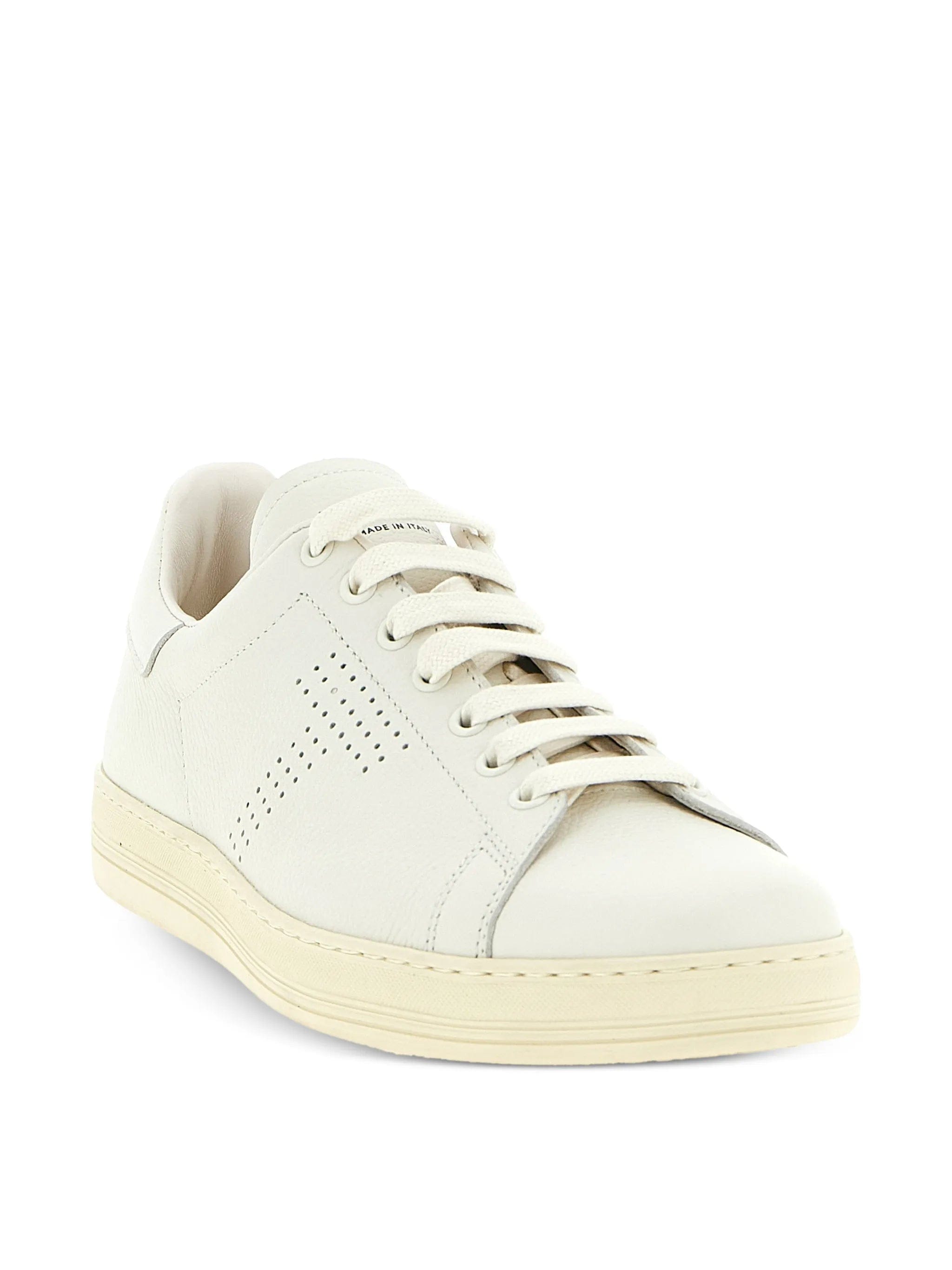 TOM FORD perforated - logo leather sneakers