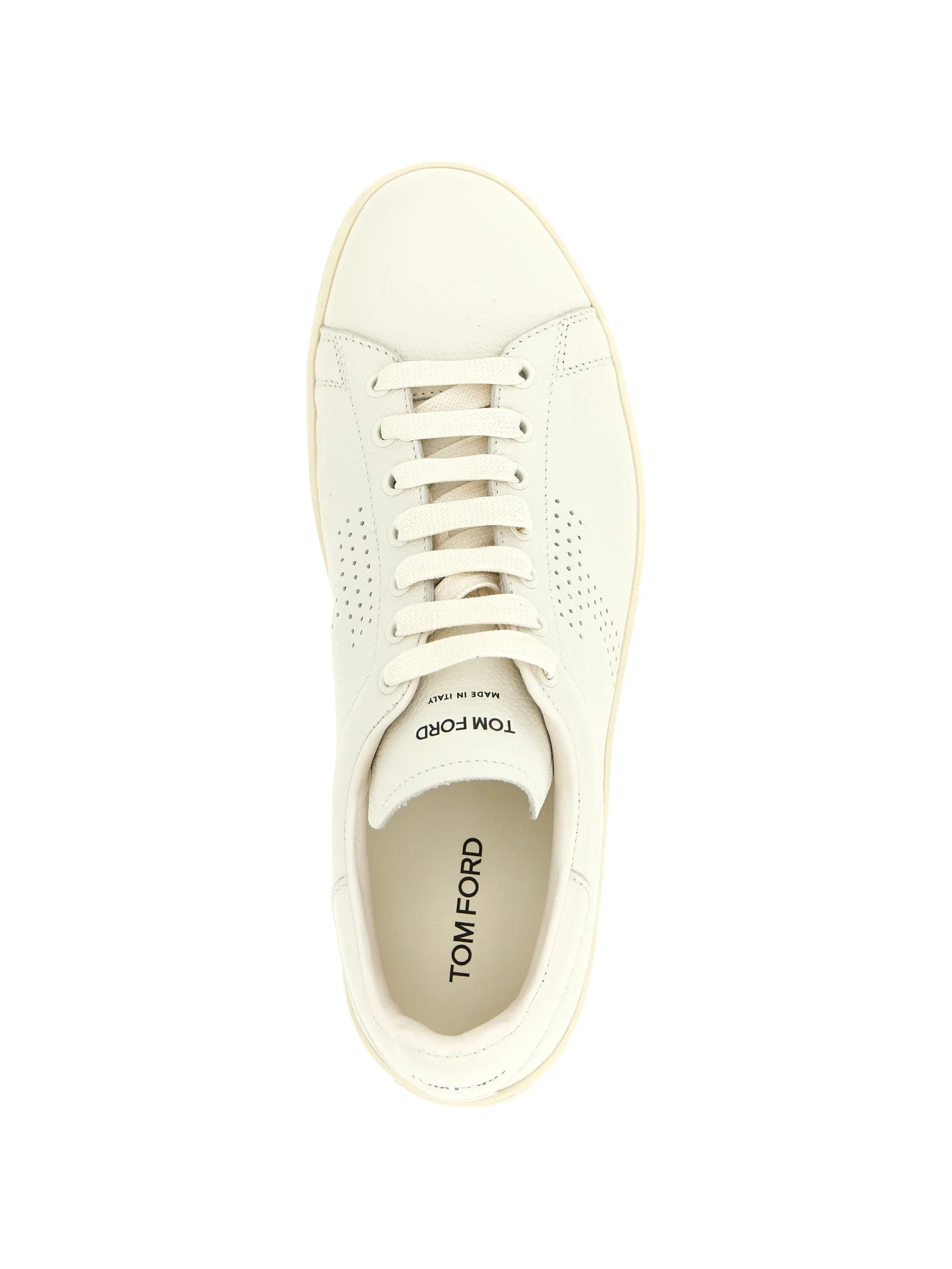 TOM FORD perforated - logo leather sneakers