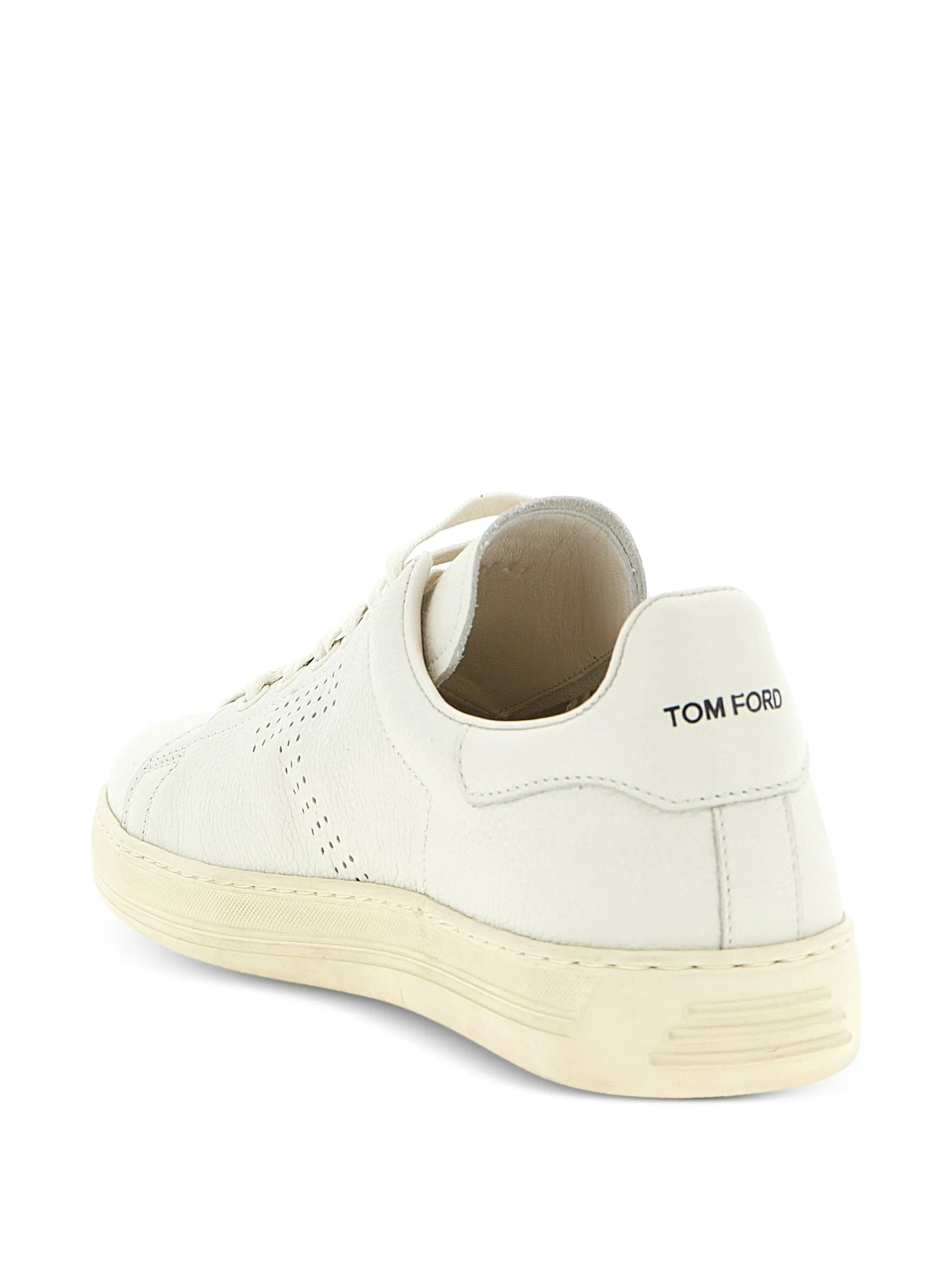 TOM FORD perforated - logo leather sneakers