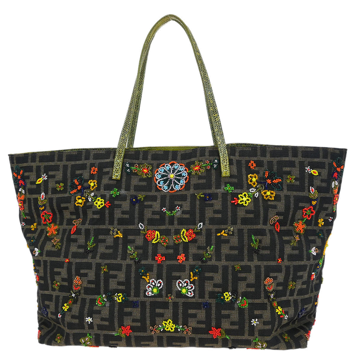 Fendi * Brown Beaded Zucca Tote Bag