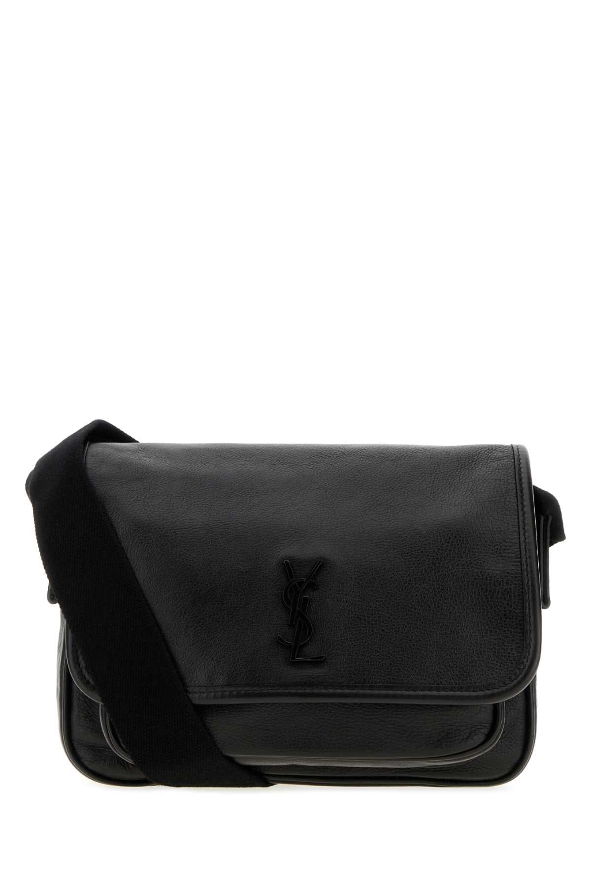 Saint Laurent Men Black Leather Messenger Niki Crossbody Bag