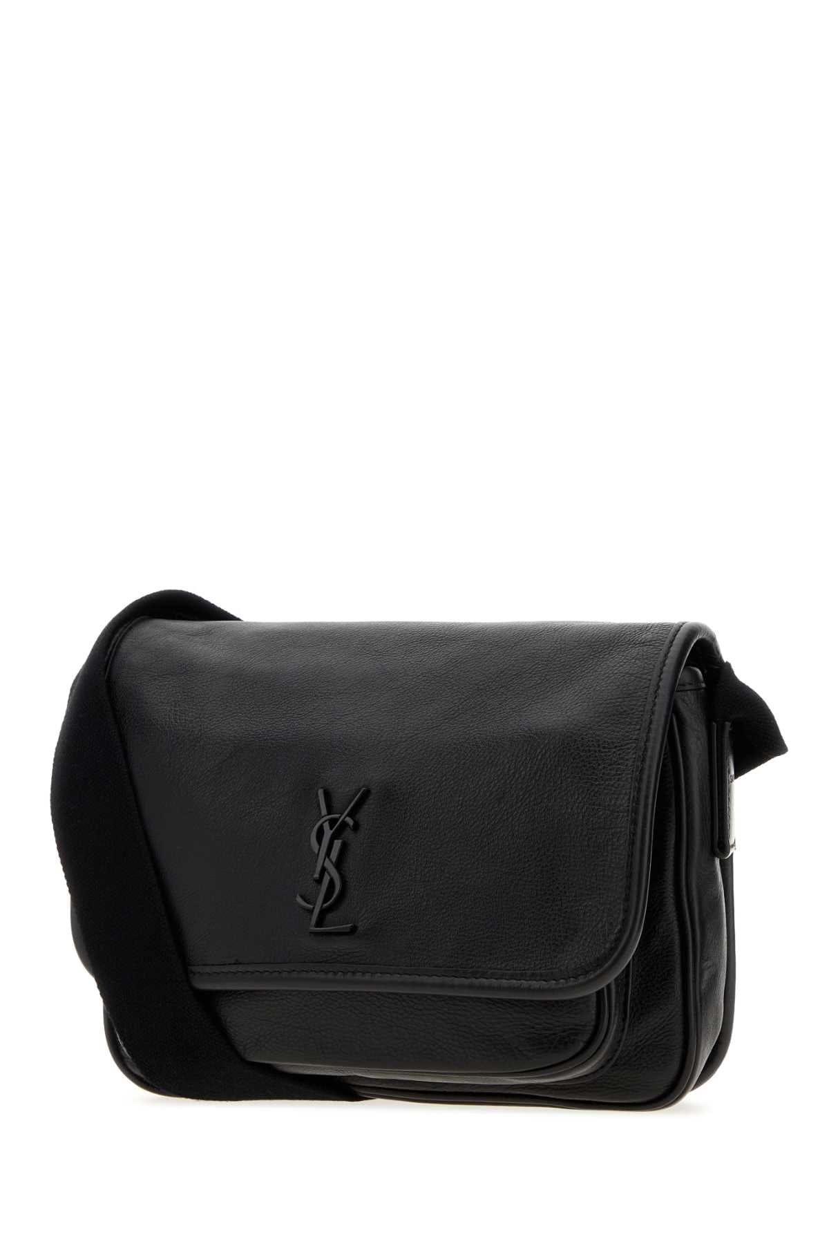 Saint Laurent Men Black Leather Messenger Niki Crossbody Bag