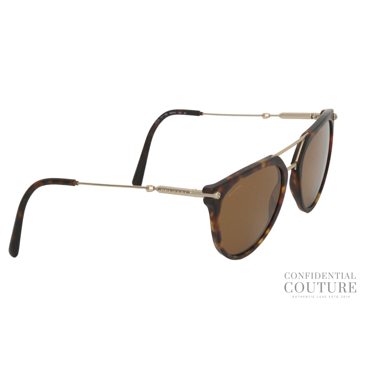 Bvlgari Brown Tortoiseshell Pilot Sunglasses