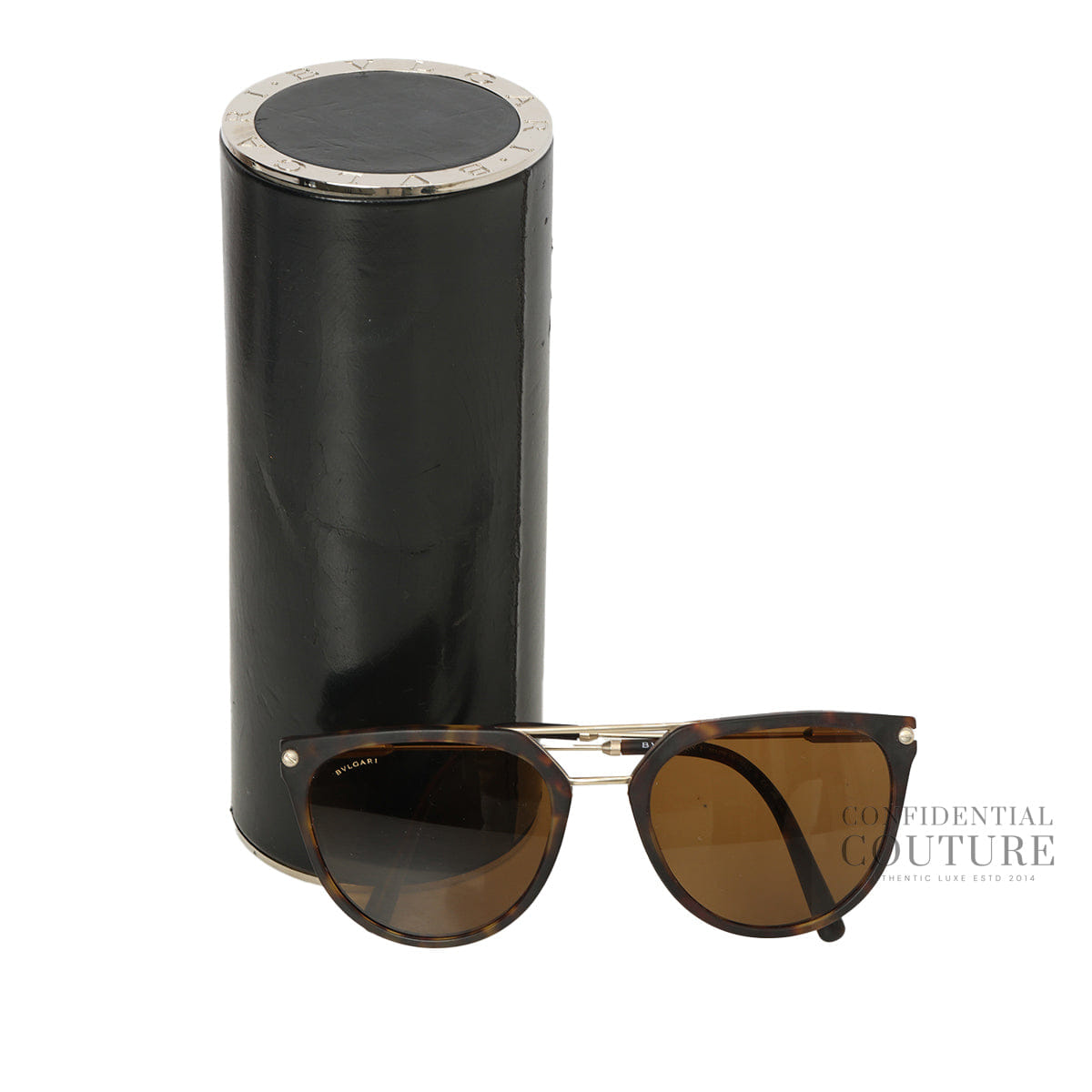 Bvlgari Brown Tortoiseshell Pilot Sunglasses