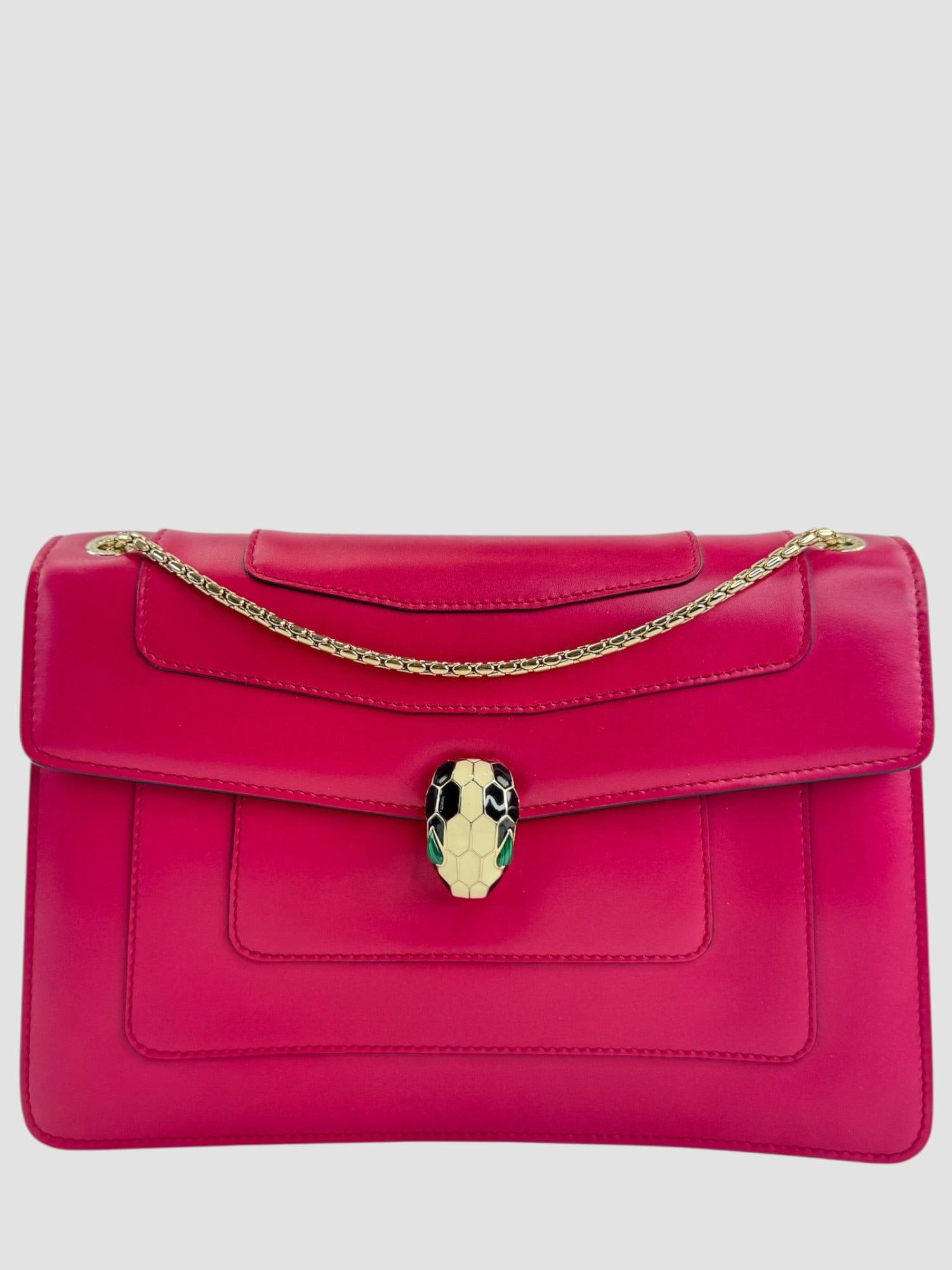 Bvlgari Pink Leather Serpenti Shoulder Bag