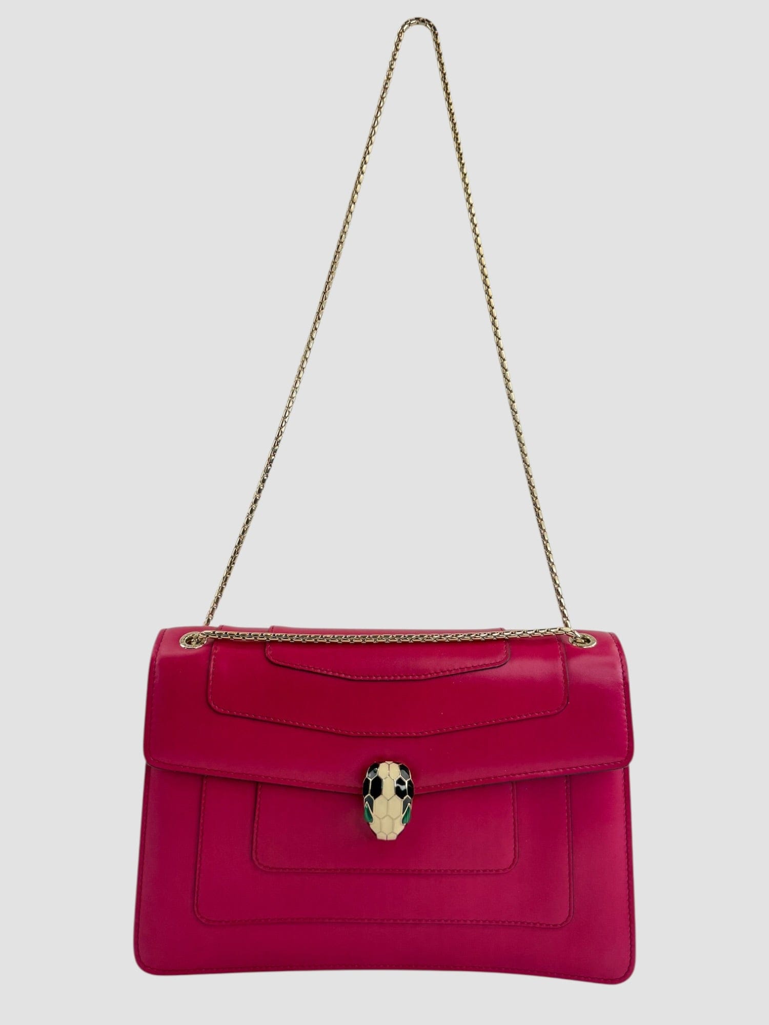Bvlgari Pink Leather Serpenti Shoulder Bag