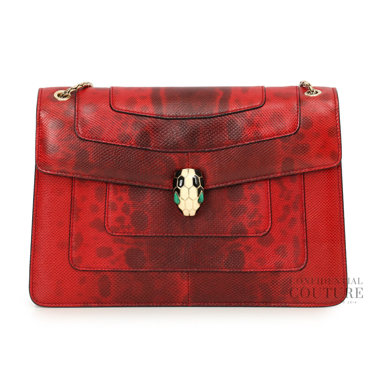 Bvlgari Red Karung Leather Medium Serpenti Forever Shoulder Bag