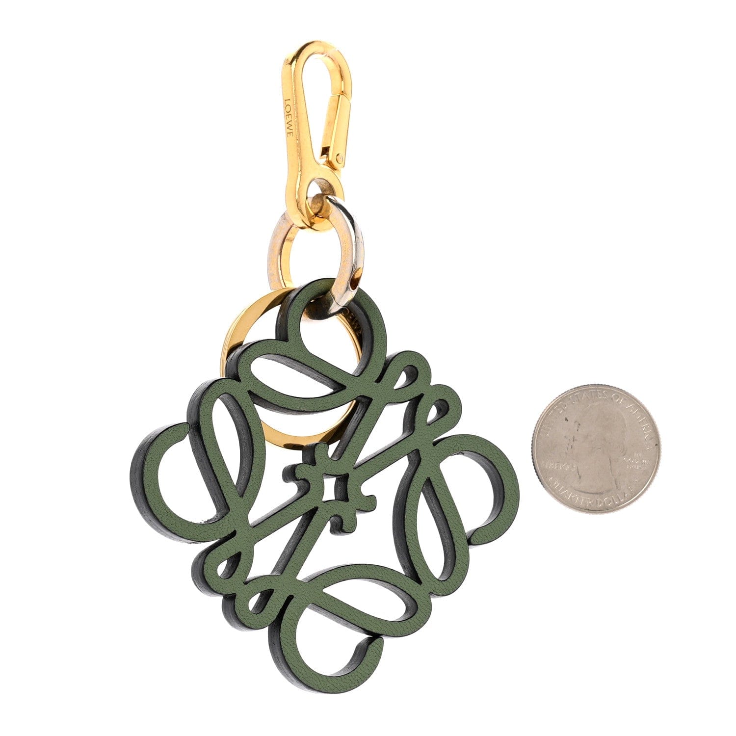 Loewe Calfskin Anagram Bag Charm Key Holder Rosemary