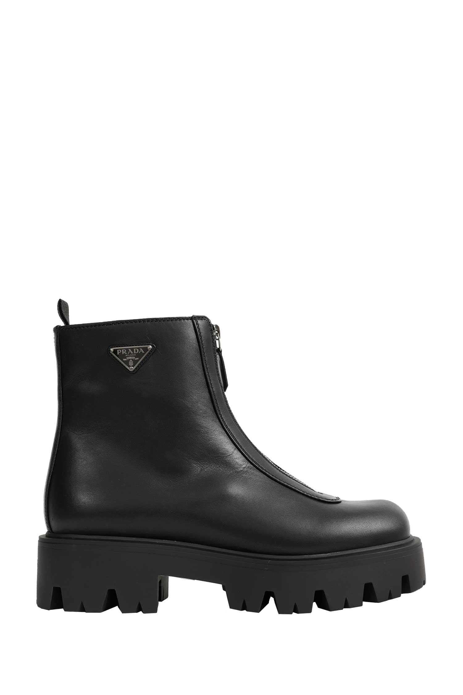 Prada Leather Zipper Booties