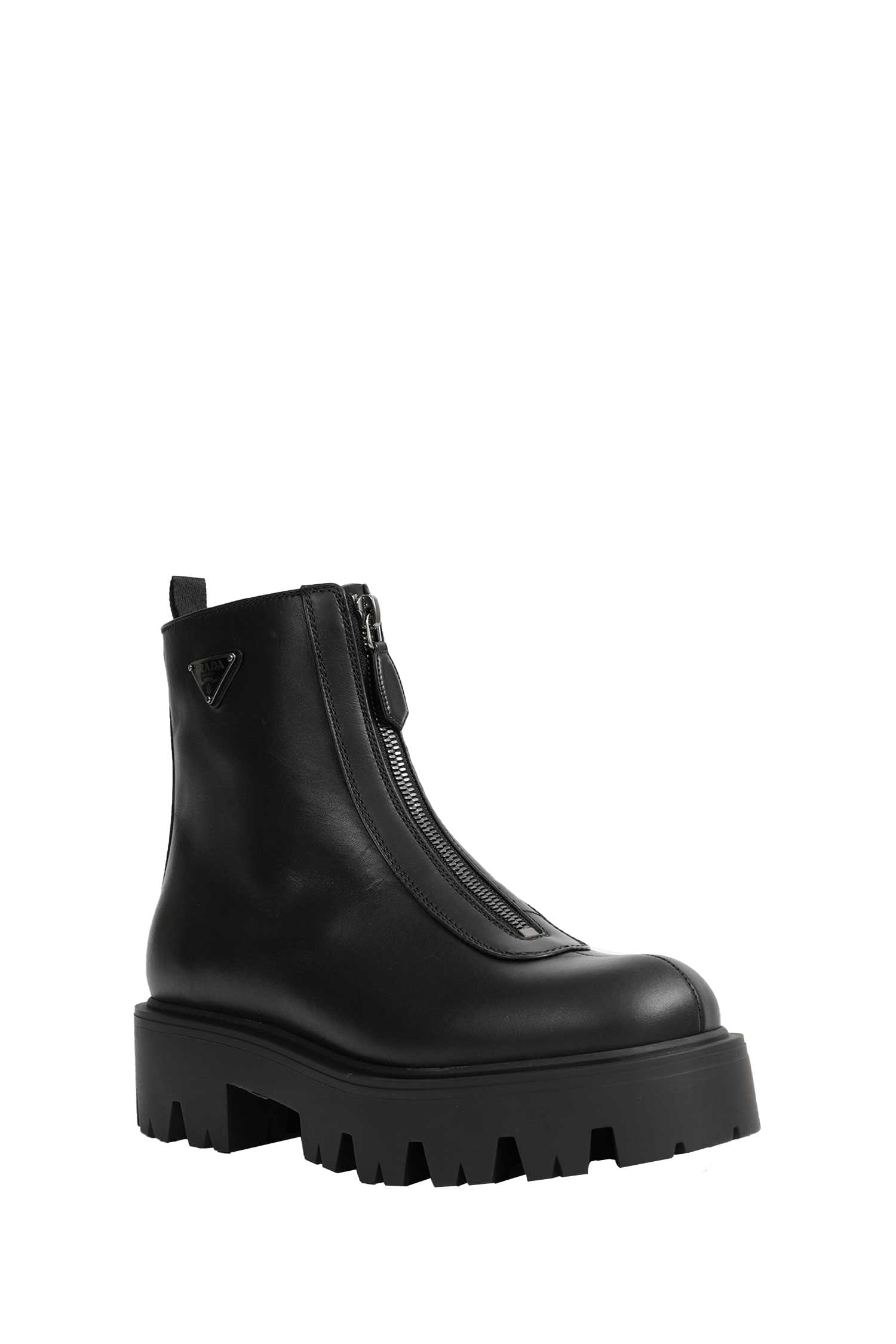 Prada Leather Zipper Booties