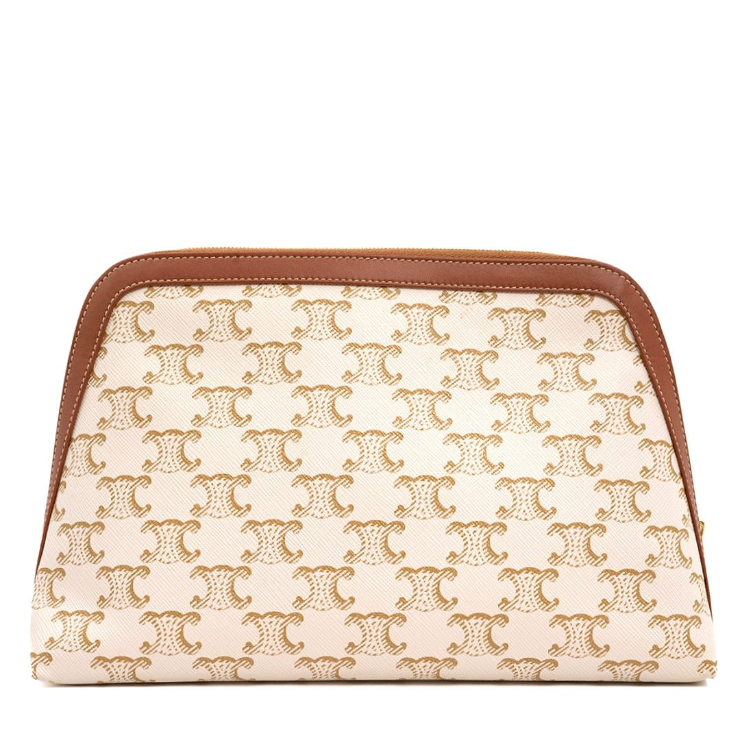 Celine Large Cosmetic Pouch in White Triomphe Canvas