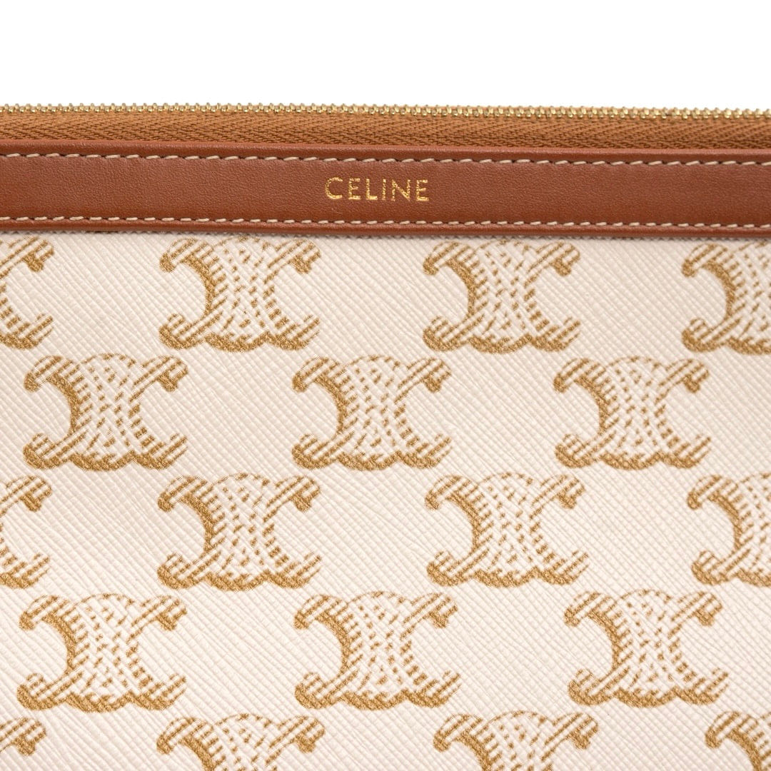 Celine Large Cosmetic Pouch in White Triomphe Canvas