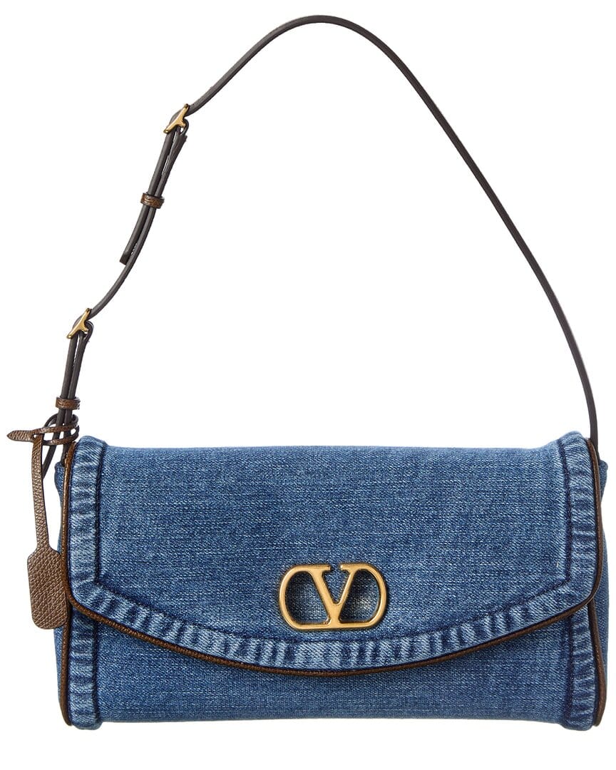 Valentino De Vain Small Denim Shoulder Bag