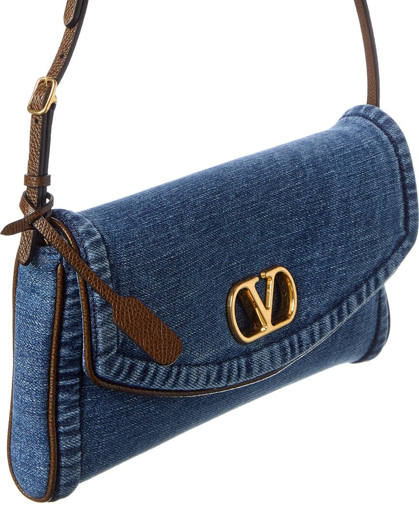 Valentino De Vain Small Denim Shoulder Bag