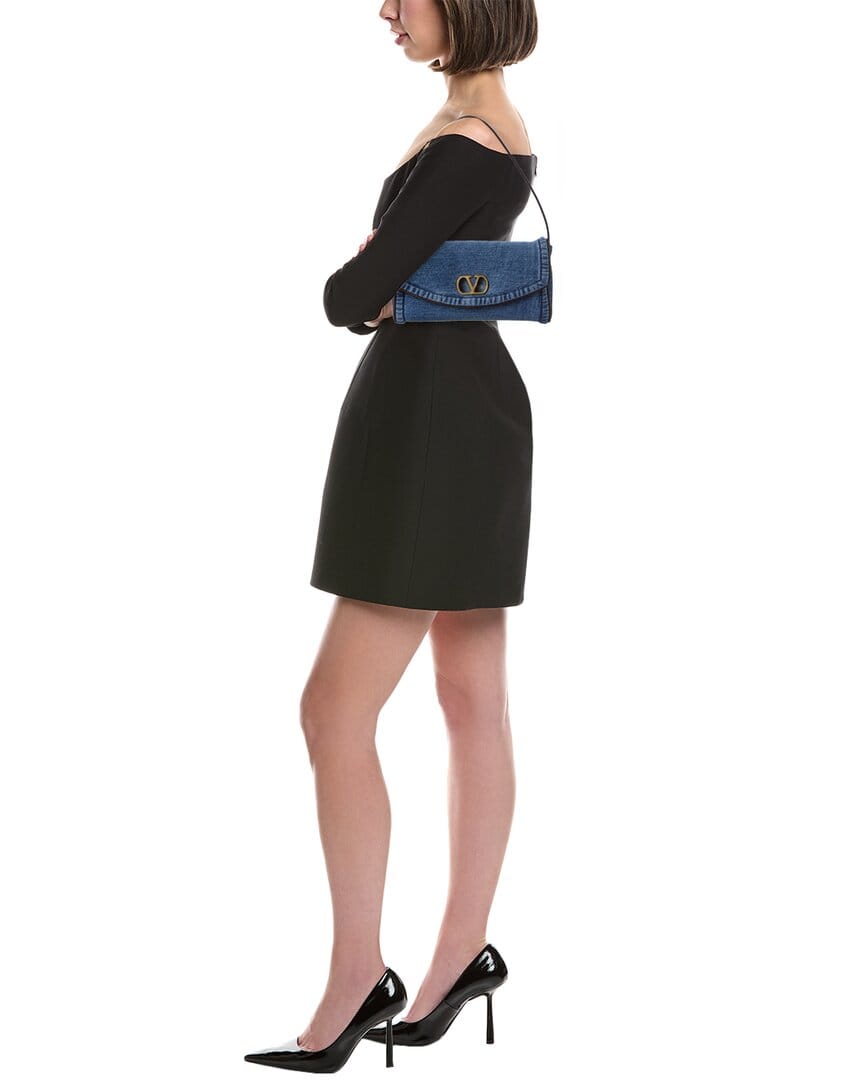 Valentino De Vain Small Denim Shoulder Bag