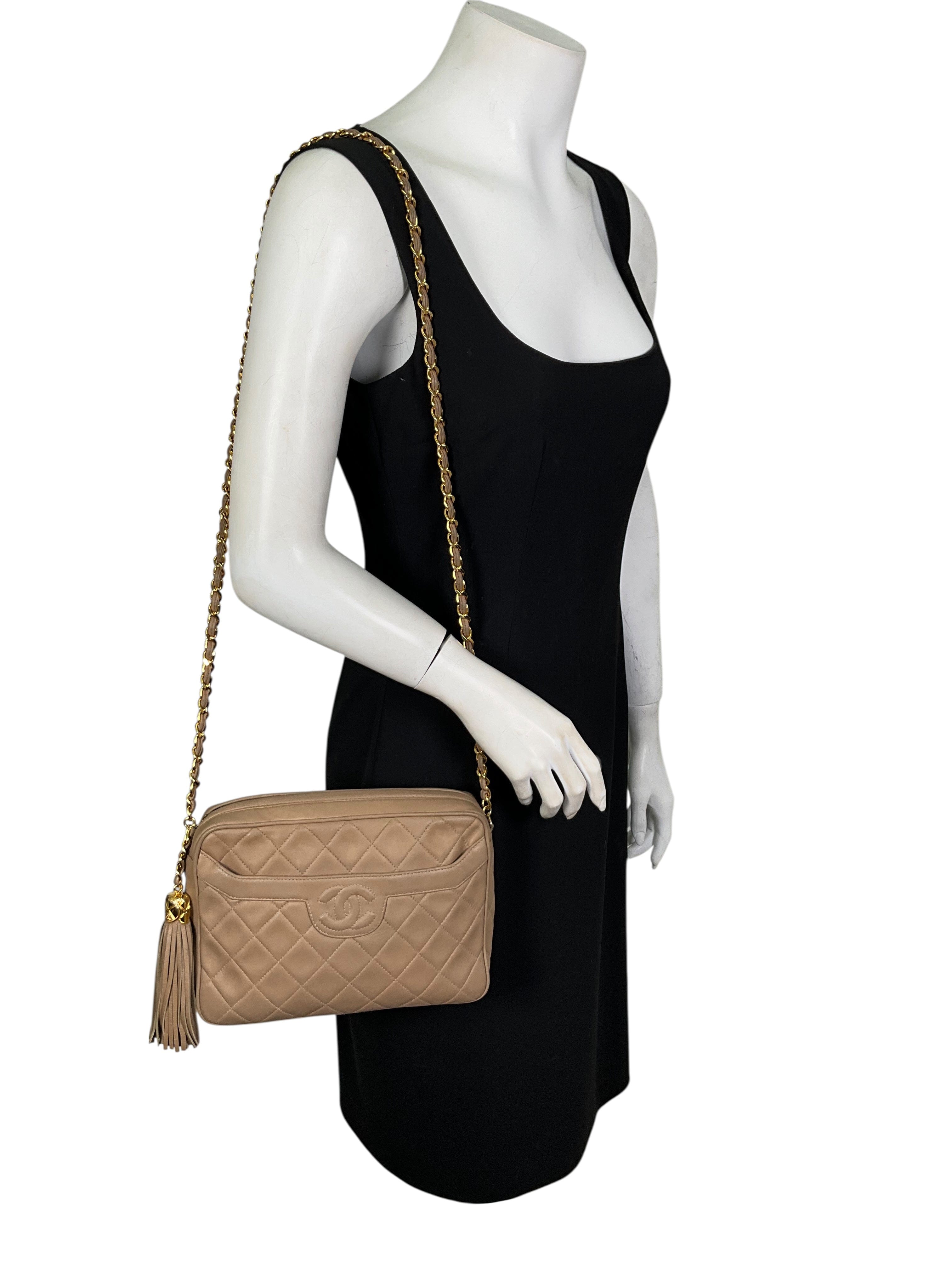 Chanel Vintage Front Pocket Quilted Lambskin Camera Bag