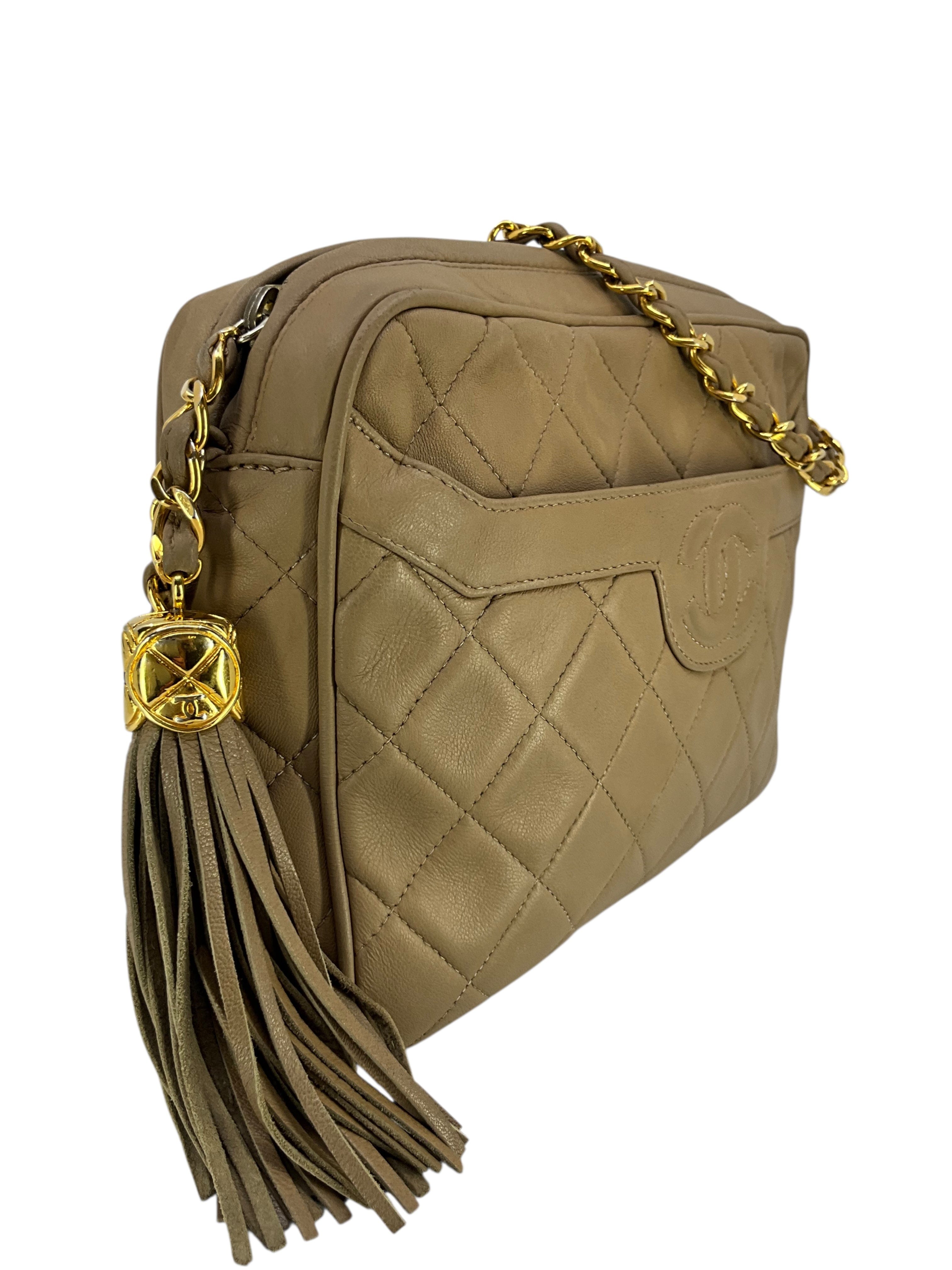 Chanel Vintage Front Pocket Quilted Lambskin Camera Bag