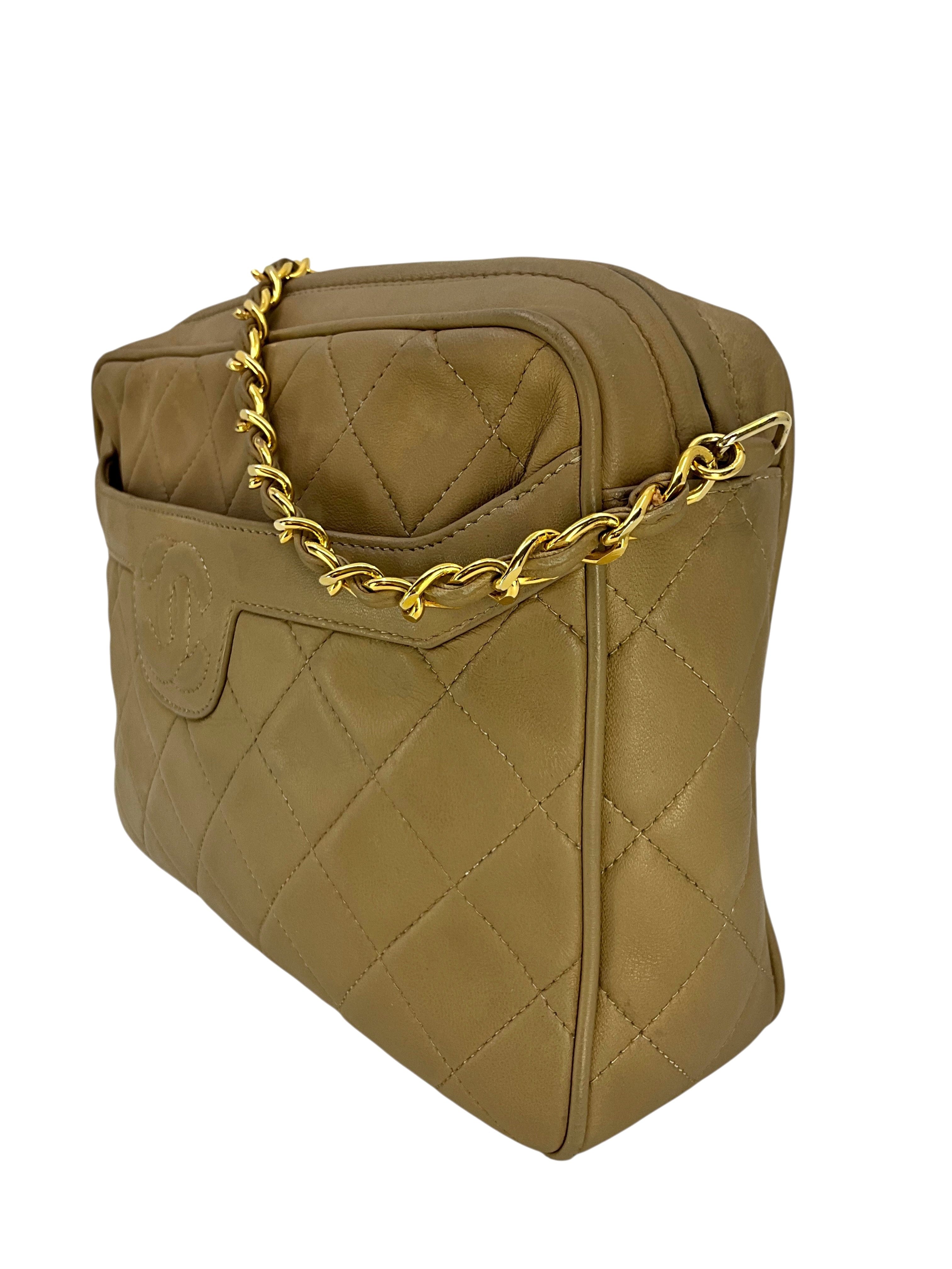 Chanel Vintage Front Pocket Quilted Lambskin Camera Bag