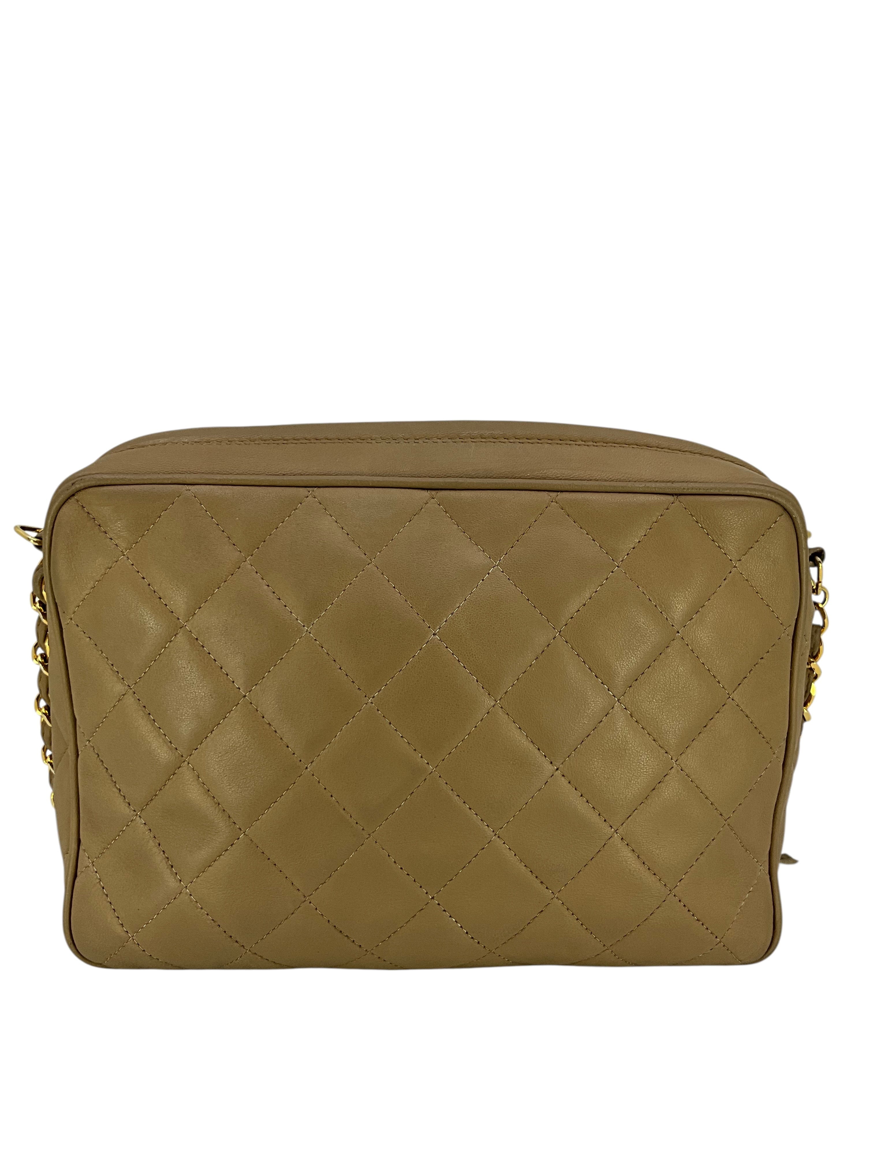 Chanel Vintage Front Pocket Quilted Lambskin Camera Bag