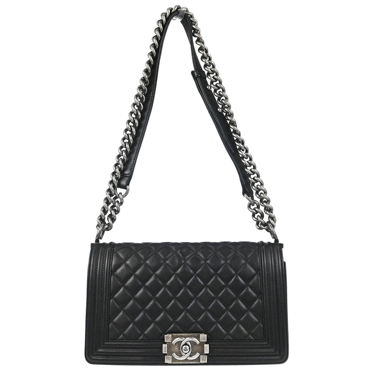 Chanel Boy Chanel 2012 - 2013 Black Lambskin Medium Shoulder Bag
