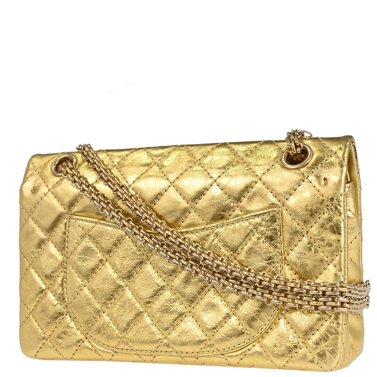 Chanel 2006 - 2008 Gold Calfskin 2.55 Small Classic Double Flap Shoulder Bag
