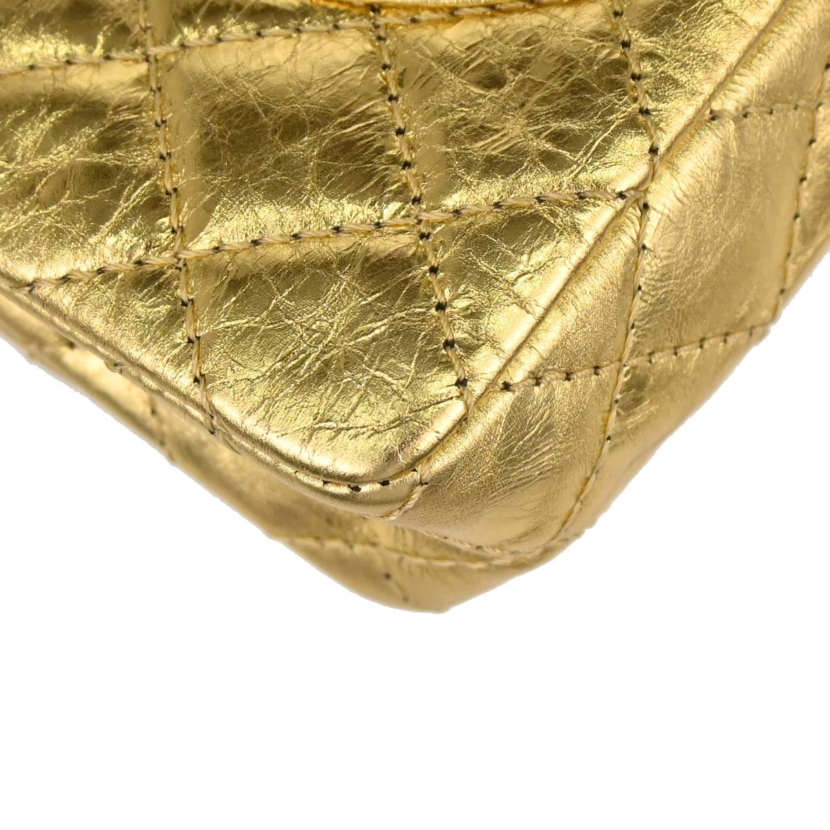 Chanel 2006 - 2008 Gold Calfskin 2.55 Small Classic Double Flap Shoulder Bag