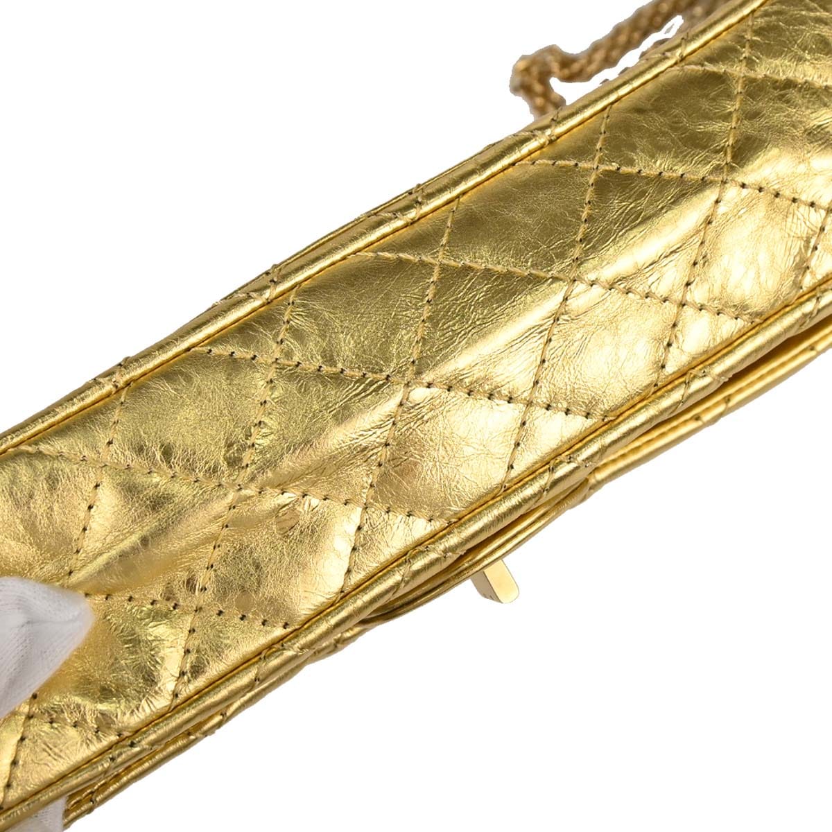 Chanel 2006 - 2008 Gold Calfskin 2.55 Small Classic Double Flap Shoulder Bag