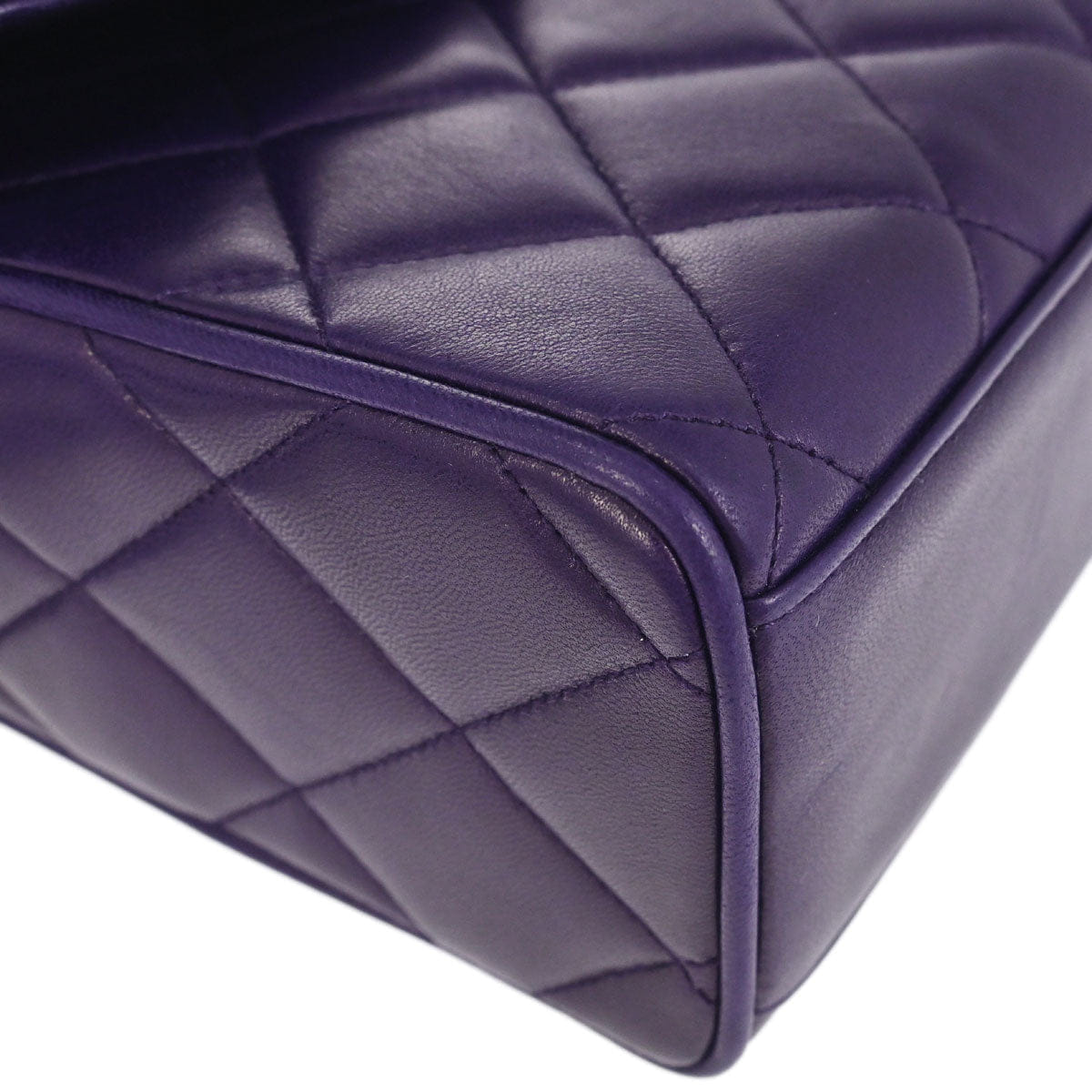 Chanel 1991 - 1994 Purple Lambskin Straight Flap Shoulder Bag