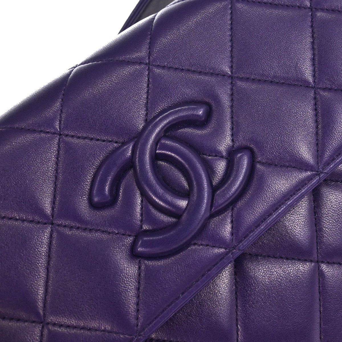 Chanel 1991 - 1994 Purple Lambskin Straight Flap Shoulder Bag