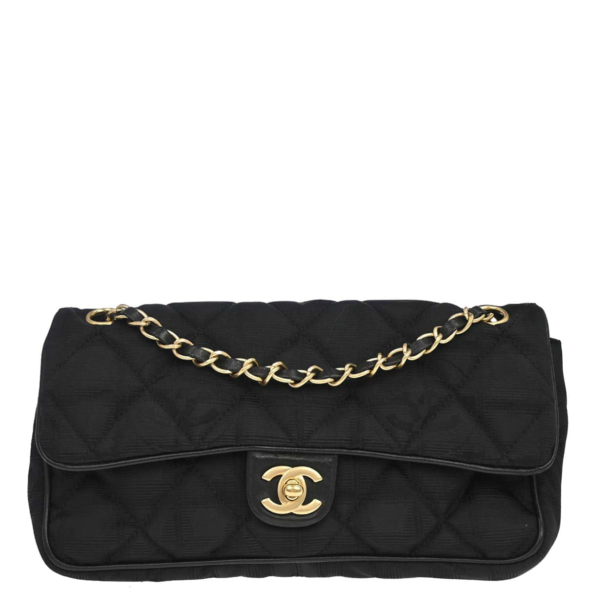 Chanel 2005 - 2006 Black Jacquard Nylon Travel Line Shoulder Bag