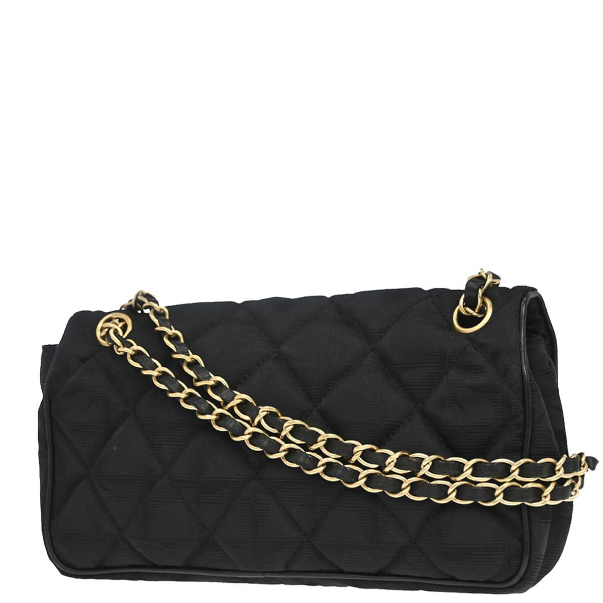 Chanel 2005 - 2006 Black Jacquard Nylon Travel Line Shoulder Bag
