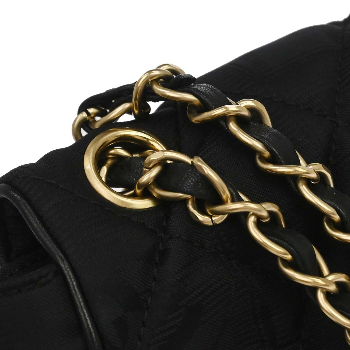 Chanel 2005 - 2006 Black Jacquard Nylon Travel Line Shoulder Bag