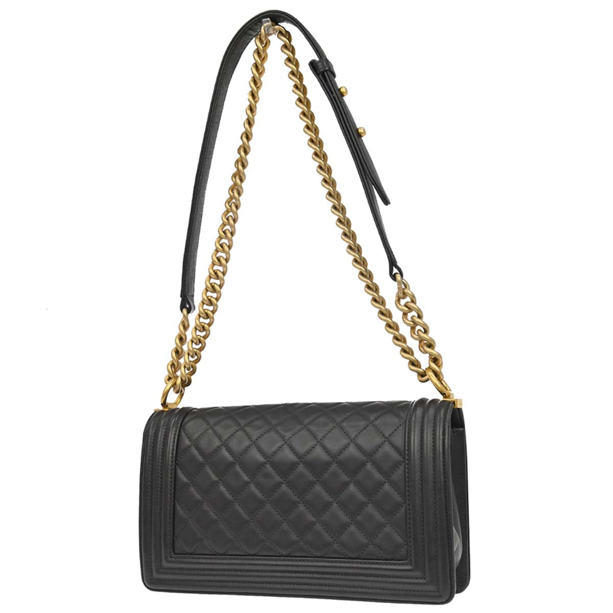 Chanel Boy Chanel 2019 Dark Gray Lambskin Medium Chain Shoulder Bag