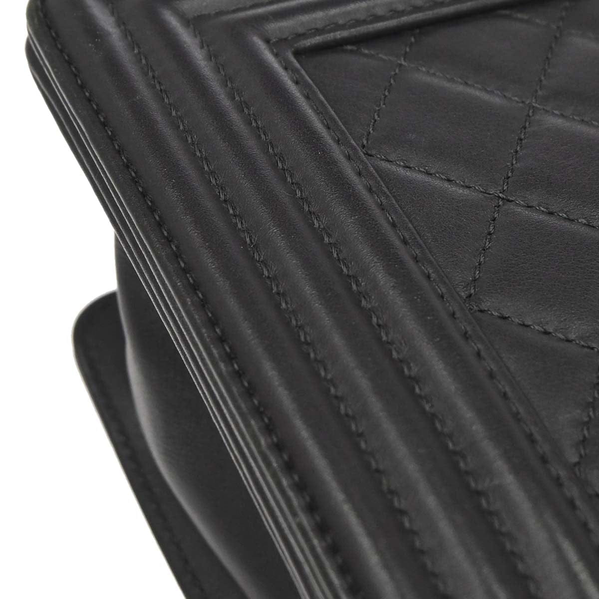 Chanel Boy Chanel 2019 Dark Gray Lambskin Medium Chain Shoulder Bag