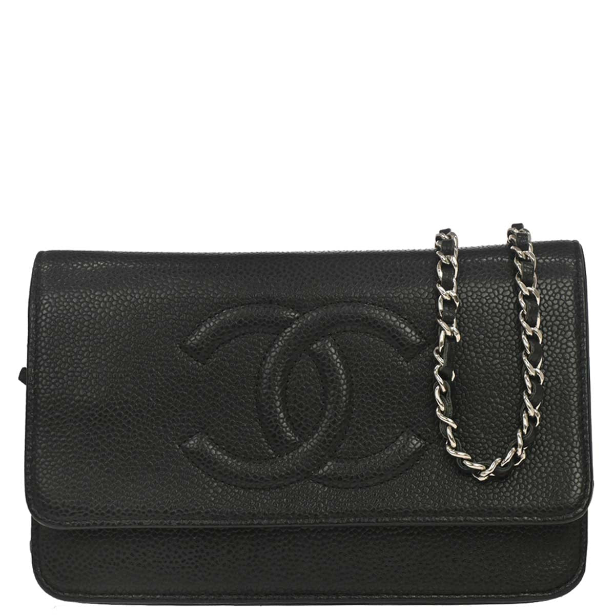 Chanel 2013 - 2014 Black Caviar Skin Timeless WOC Wallet on Chain Shoulder Bag