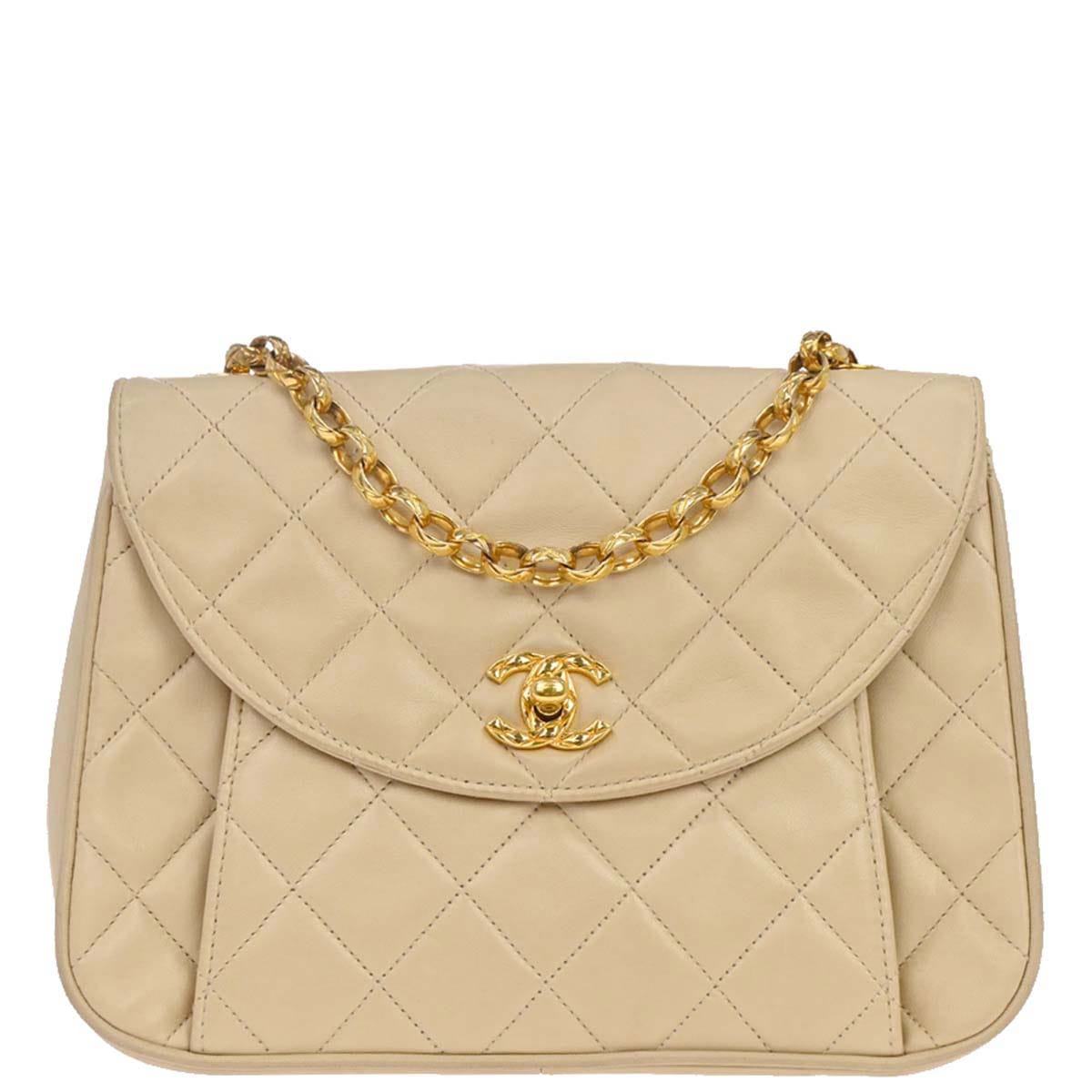Chanel 1991 - 1994 Beige Lambskin Shoulder Bag