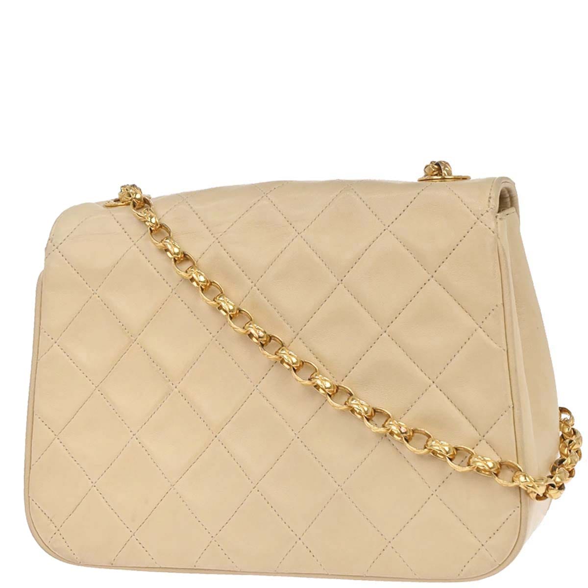 Chanel 1991 - 1994 Beige Lambskin Shoulder Bag