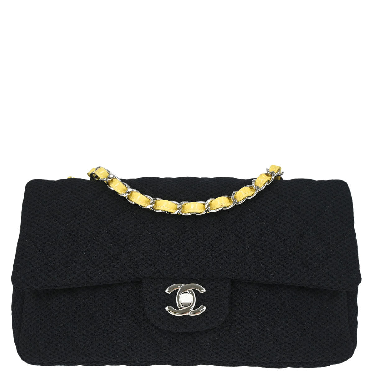 Chanel 2009 - 2010 Black Canvas Classic Single Flap Shoulder Bag