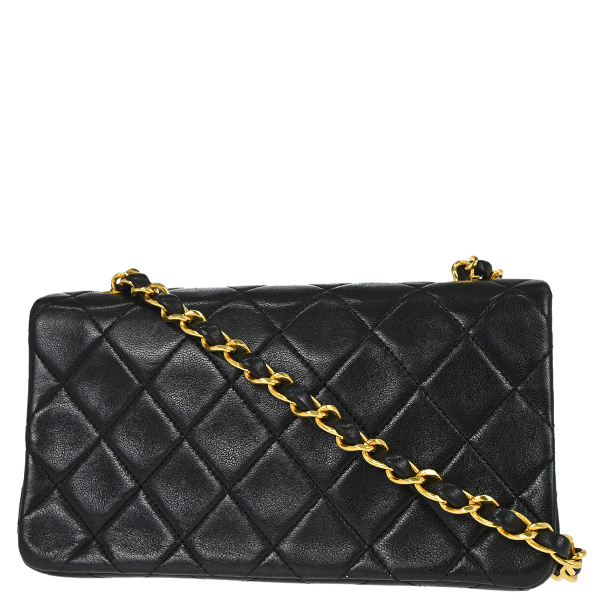 Chanel 1989 - 1991 Black Lambskin Turnlock Mini Full Flap Shoulder Bag