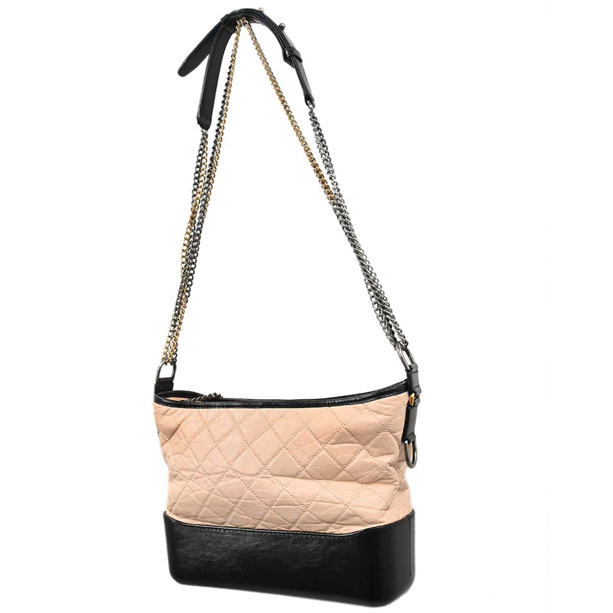 Chanel 2017 Beige Black Calfskin Medium Gabrielle Shoulder Bag