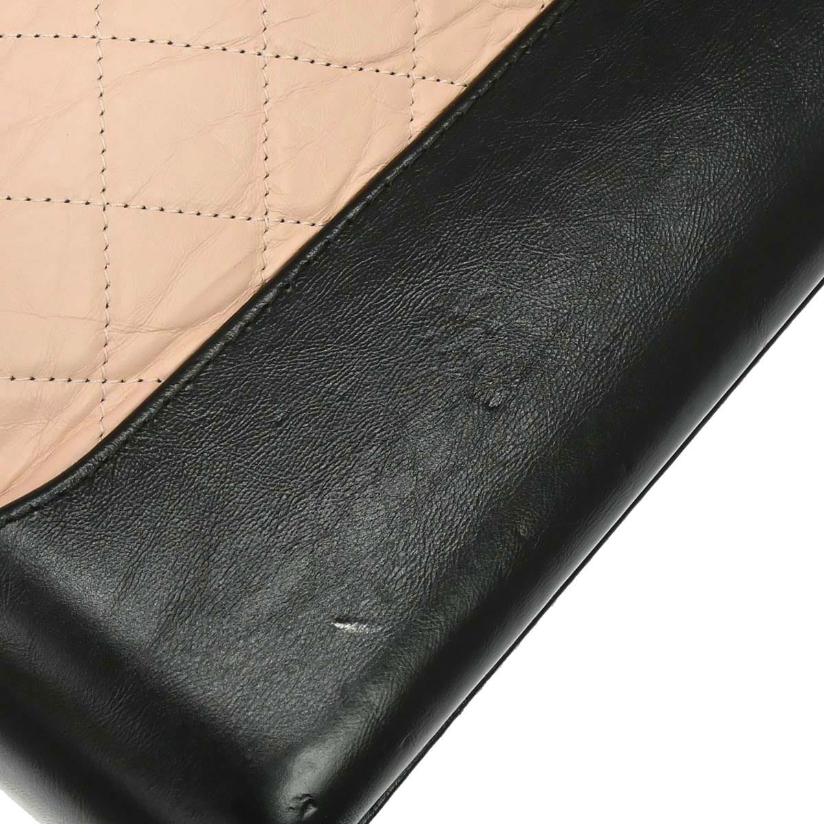 Chanel 2017 Beige Black Calfskin Medium Gabrielle Shoulder Bag