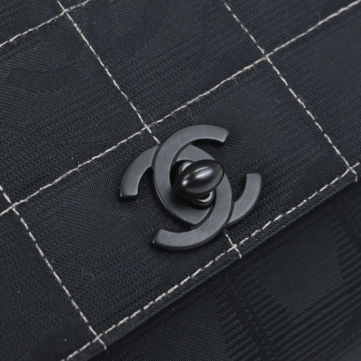 Chanel 2002 - 2003 Black Jacquard Nylon Travel Line Choco Bar Shoulder Bag