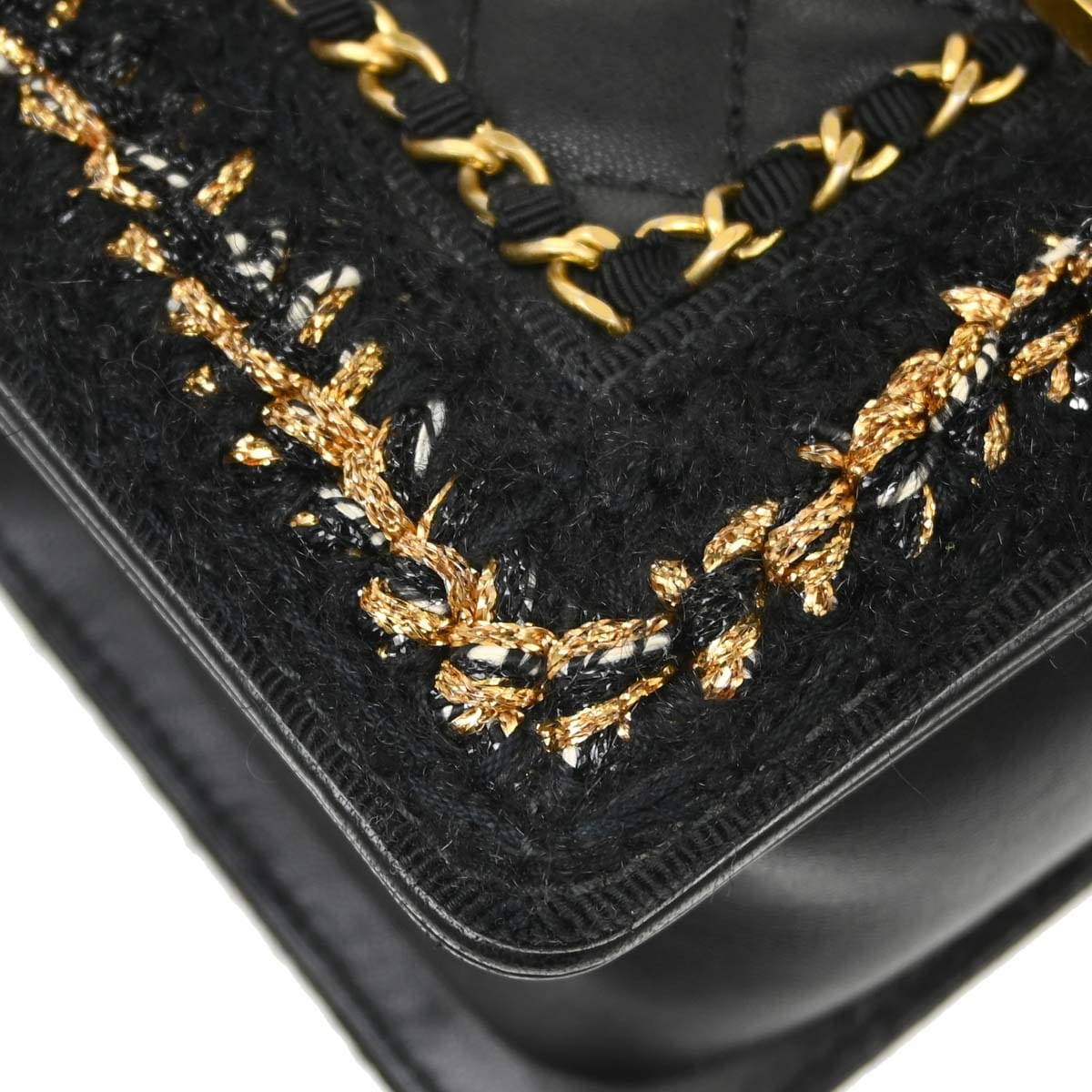 Chanel Boy Chanel 2017 Black Lambskin Tweed Small Chain Shoulder Bag
