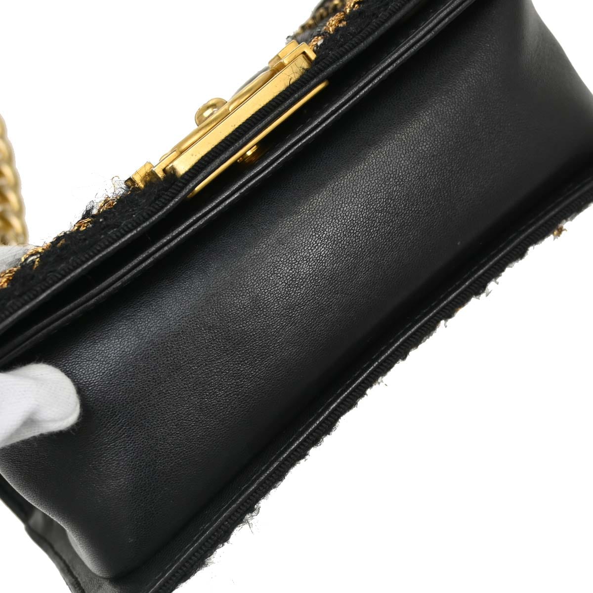 Chanel Boy Chanel 2017 Black Lambskin Tweed Small Chain Shoulder Bag