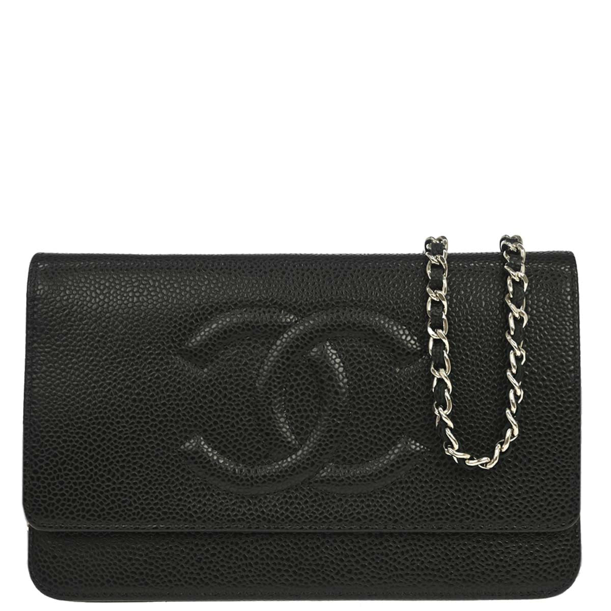 Chanel 2014 - 2015 Black Caviar Skin Timeless WOC Wallet on Chain Shoulder Bag