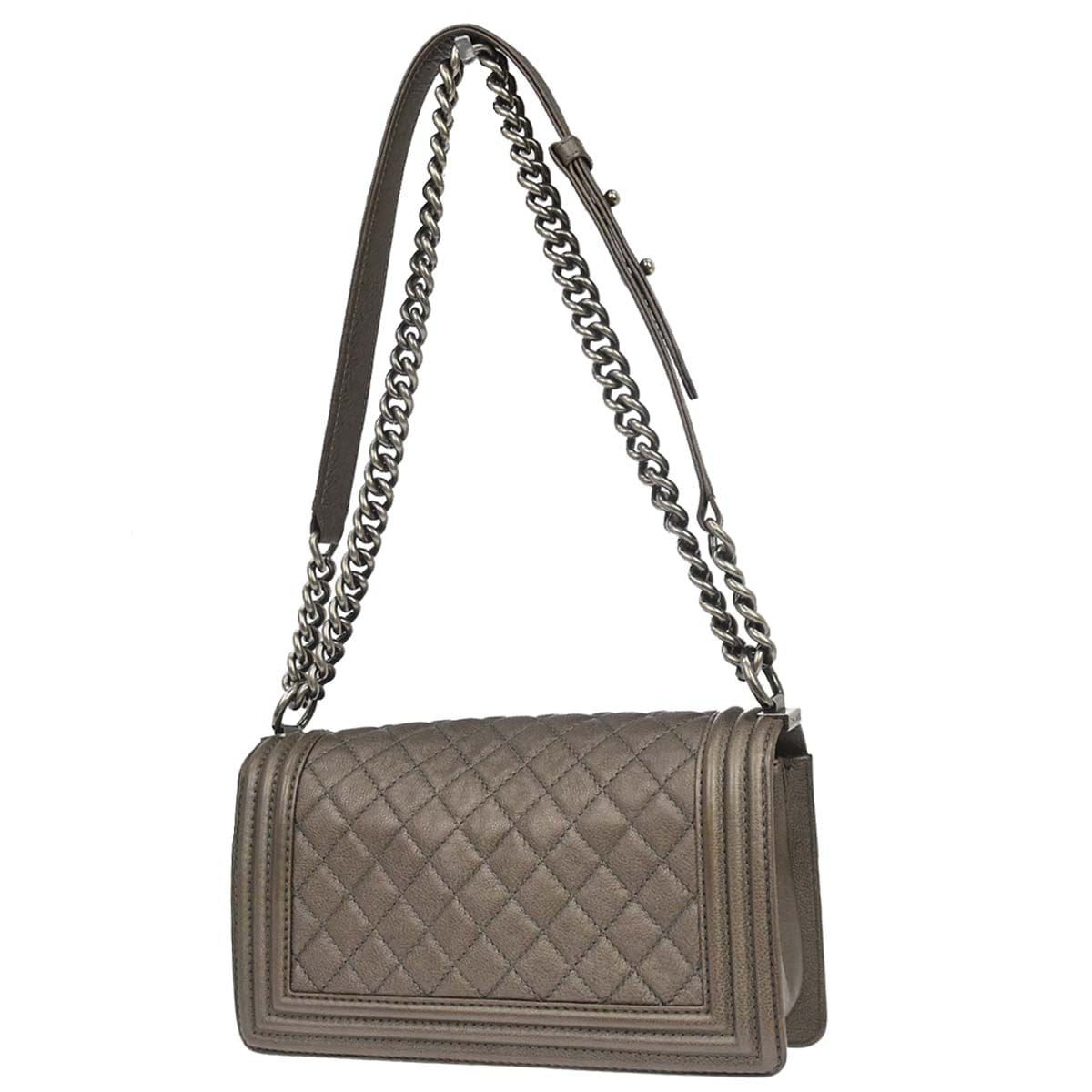 Chanel Boy Chanel 2013 - 2014 Brown Calfskin Medium Chain Shoulder Bag