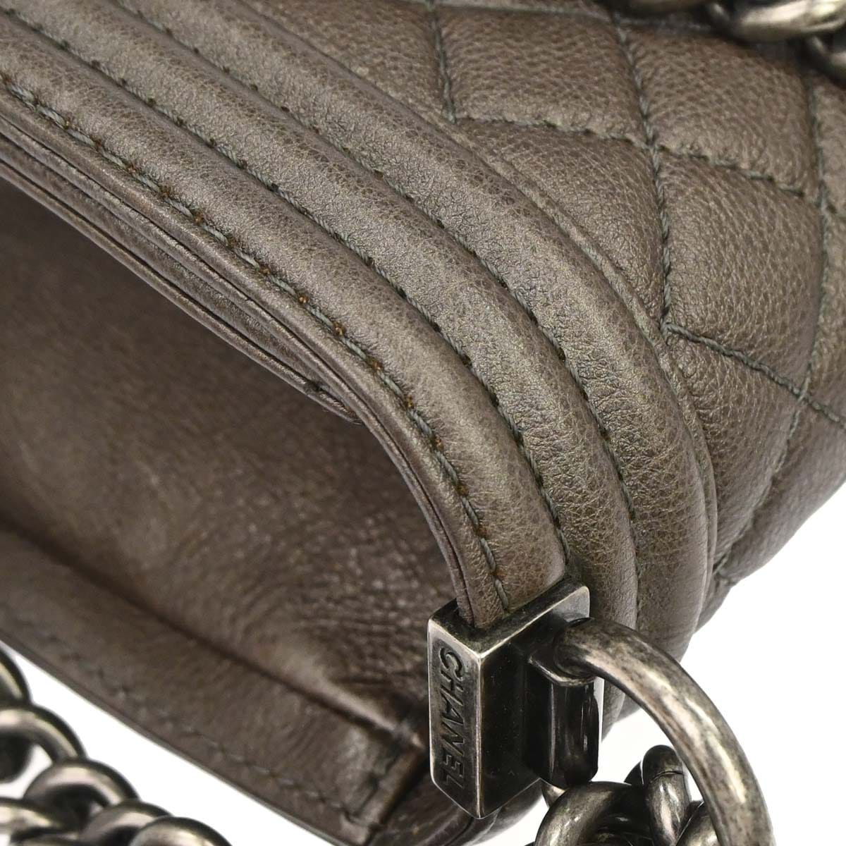 Chanel Boy Chanel 2013 - 2014 Brown Calfskin Medium Chain Shoulder Bag